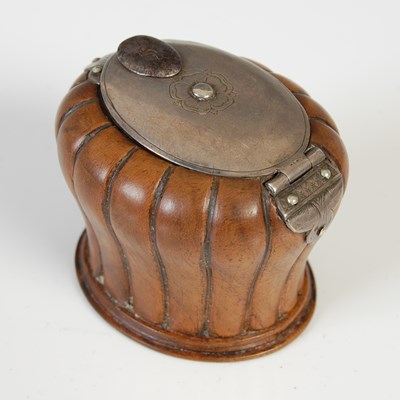 Lot 283 - A treen baluster snuff mull with fluted sides,...