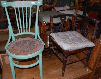 Lot 752 - A green painted bentwood side chair together...
