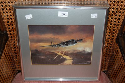 Lot 754 - A collection of six WWII airplane prints in...
