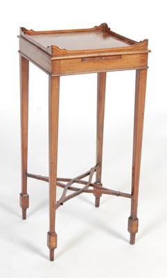 Lot 36 - A George III style mahogany and chequer banded tea kettle stand