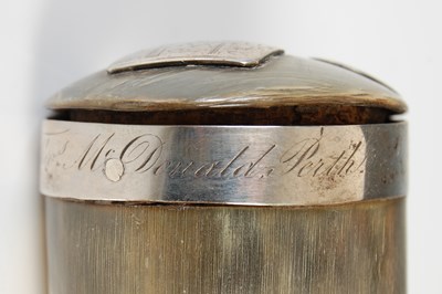 Lot 286 - A Scottish curly horn snuff mull with silver...
