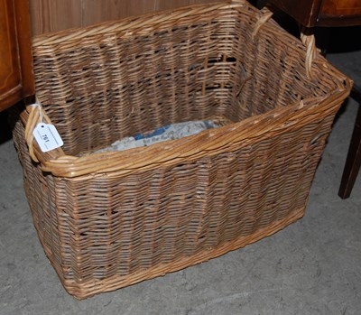 Lot 761 - A twin handled wicker rectangular basket