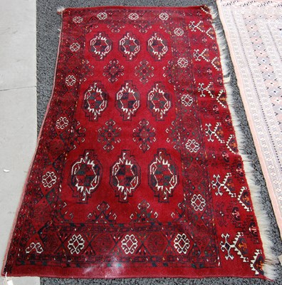 Lot 807 - A pink and blue ground Tekke type rug, approx....