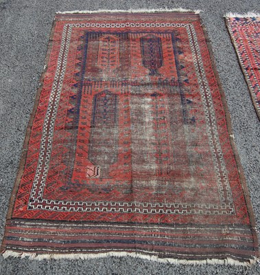 Lot 809 - A group of three antique Persian rugs, to...