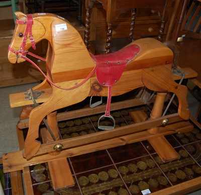 Lot 730 - A pine childs rocking horse
