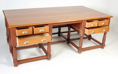 Lot 977 - A large pine Colonial style estate desk, 20th...