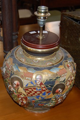 Lot 711 - A Japanese pottery vase with Lohan figural...