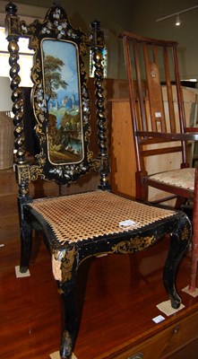 Lot 717 - A Victorian ebonised and giltwood side chair...