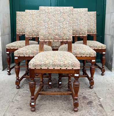 Lot 727A - A set of six 20th century oak floral...