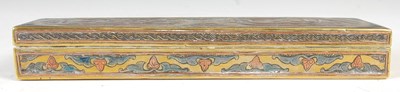 Lot 764 - A 19th century Persian brass, copper and white metal inlaid rectangular box