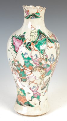 Lot 682 - A Chinese porcelain famille rose 'Warrior' vase, Qing Dynasty