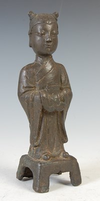 Lot 697 - A Chinese bronze figure of a Court Lady, probably Ming Dynasty