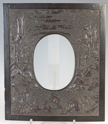 Lot 694 - A Chinese carved wood and lacquer picture/ photograph frame, Qing Dynasty