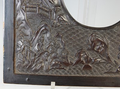 Lot 694 - A Chinese carved wood and lacquer picture/ photograph frame, Qing Dynasty