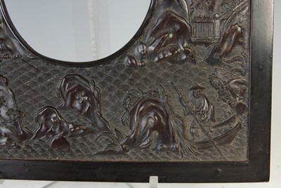 Lot 694 - A Chinese carved wood and lacquer picture/ photograph frame, Qing Dynasty