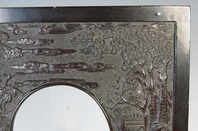 Lot 694 - A Chinese carved wood and lacquer picture/ photograph frame, Qing Dynasty