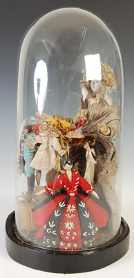 Lot 159 - A late 19th century 'Pedlar' doll mounted in a glass dome