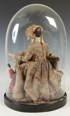 Lot 159 - A late 19th century 'Pedlar' doll mounted in a glass dome