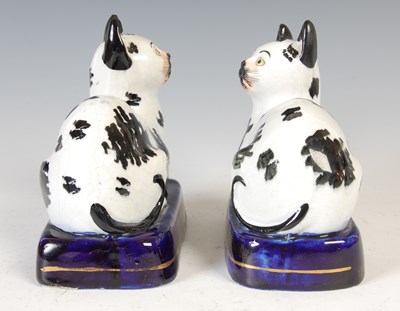 Lot 620 - A rare pair of 19th century Staffordshire pottery cats