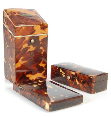 Lot 145 - A collection of three George III tortoiseshell boxes