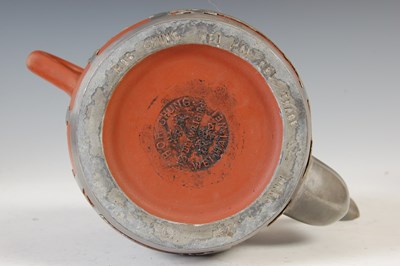 Lot 685 - A Chinese Yixing pewter mounted five-piece tea and coffee set, HOR CHUNG, WEI HAI-WEI