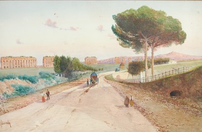 Lot 314 - Federico Schianchi (1858-1919) The Appian Way,...