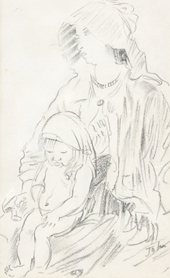 Lot 318 - Manner of Augustus John Mother and child...