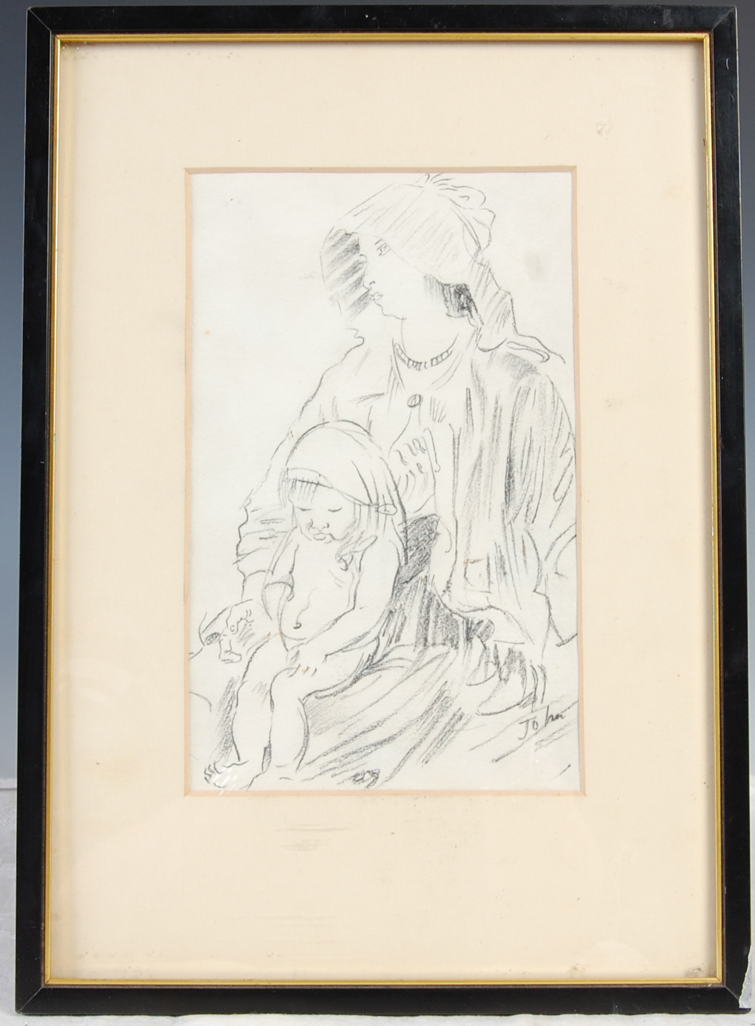 Lot 318 - Manner of Augustus John Mother and child