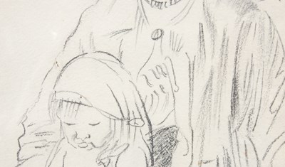 Lot 318 - Manner of Augustus John Mother and child...