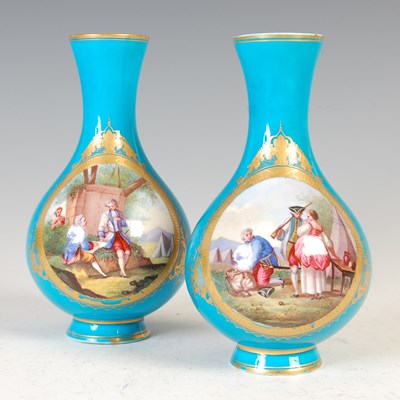 Lot 24 - A pair of 18th century Sèvres bleu-celeste...