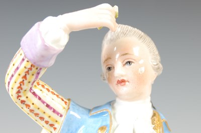 Lot 628 - A 19th century Meissen figure of an 18th century gentleman