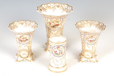 Lot 616 - A 19th century Copeland Garett Felspar Porcelain four-piece garniture, pattern number 5193