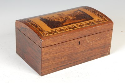Lot 164 - A late 19th century rosewood and Tunbridge ware dome top casket