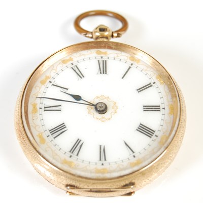 Lot 447 - Two late 19th/ early 20th century yellow metal pocket watches, both stamped '18K'