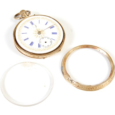 Lot 447 - Two late 19th/ early 20th century yellow metal pocket watches, both stamped '18K'