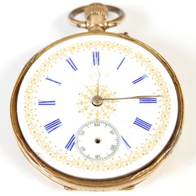 Lot 447 - Two late 19th/ early 20th century yellow metal pocket watches, both stamped '18K'