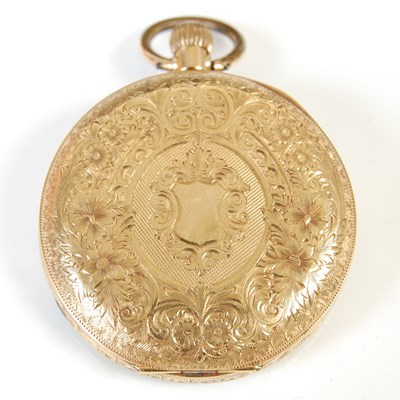 Lot 447 - Two late 19th/ early 20th century yellow metal pocket watches, both stamped '18K'