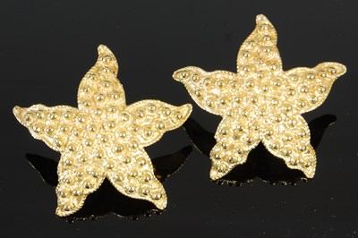 Lot 472 - A pair of 20th century Yemeni high carat yellow metal starfish shaped earrings