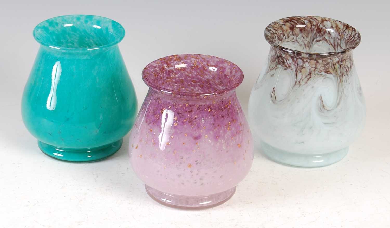 Lot 580 - Three small Monart vases, all shape RA