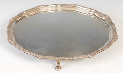 Lot 439 - A George VI silver salver, Birmingham, 1940, makers mark of JR