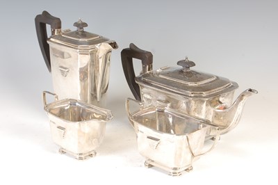 Lot 442 - A George V Art Deco four-piece silver tea set, Sheffield, 1935, makers mark of JS&S