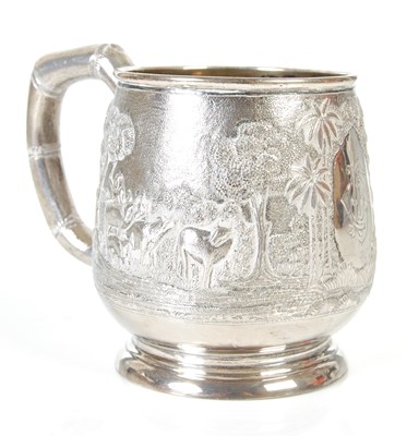 Lot 407 - A late 19th century Indian white metal mug, Grish Chunder Dutt, Bhowanipore, Calcutta