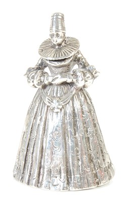 Lot 421 - A 19th century Continental silver table bell in the form of a 17th century Dutch lady