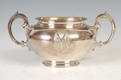 Lot 420 - A Victorian silver twin handled sugar bowl, London, 1853