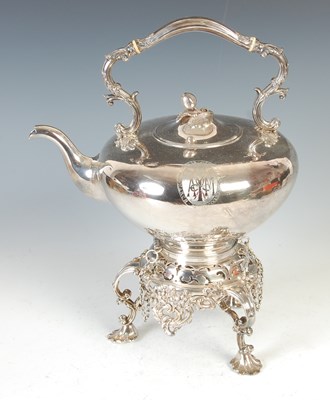 Lot 441 - A Victorian silver tea kettle on stand, Sheffield, 1853