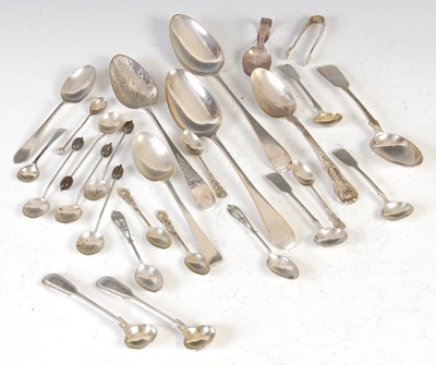 Lot 423 - A collection of assorted Georgian and later silver flatware