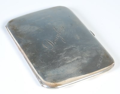 Lot 384 - A George V silver cigarette case, Birmingham, 1915, makers mark of H.W.LD