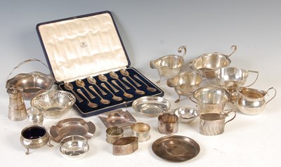 Lot 438 - A collection of assorted silver tableware, late 19th / early 20th century