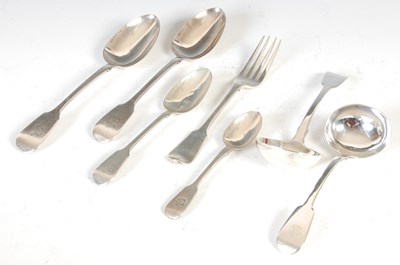 Lot 444 - A George IV and later suite of silver flatware, mainly maker WC