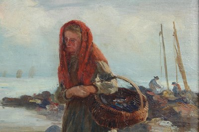 Lot 344 - Andrew Black RSW (1850-1916) Fisher lass,...